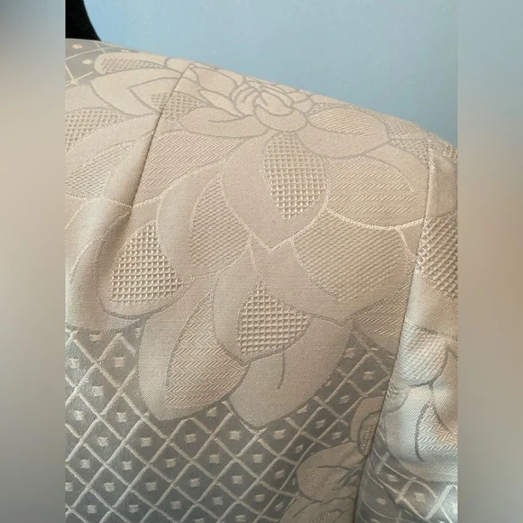 Gorgeous! Talbots Car Coat Floral Jacquard Long Line Jacket Vanilla Off-White 8P - Picture 11 of 16